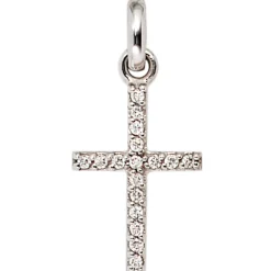Anhänger 9,8x16,9mm Goldkreuz Kreuz mit 17 Diamanten 0.09Ct 585 Weißgold