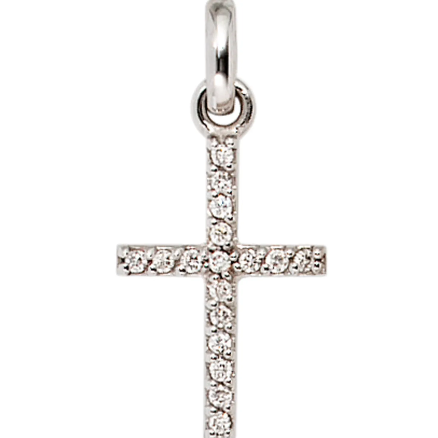 Anhänger 9,8x16,9mm Goldkreuz Kreuz mit 17 Diamanten 0.09Ct 585 Weißgold