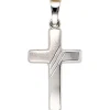 Anhänger 12x20,6mm Goldkreuz Kreuz mit Streifen 333 Gold Weißgold teilmattiert