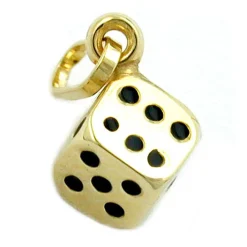 Anhänger 5x5mm Goldwürfel Würfel Spielwürfel aus 375 Gold Gelbgold glänzend
