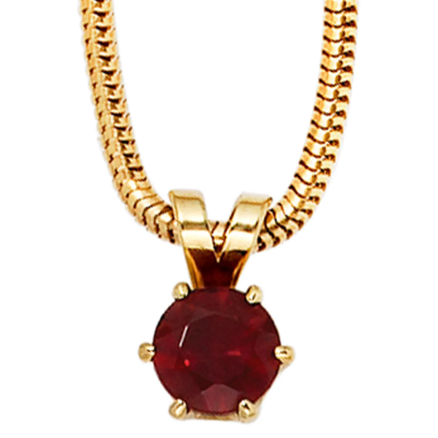 Anhänger 6,2x9,4mm Granat rot dunkelrot & 585 Gold Gelbgold Halsschmuck Damen