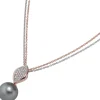 Anhänger 10x21,8mm graue Tahiti Perle & 27 Diamanten 0.11Ct W/SI 585 Rotgold