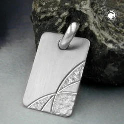 Anhänger 24x16mm Gravurplatte Dokumentenrolle 925 Silber viereckig rhodiniert