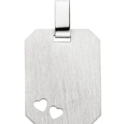 Anhänger 14,9x20mm Gravurplatte 2 Herzen Herzchen mattiert 925 Silber