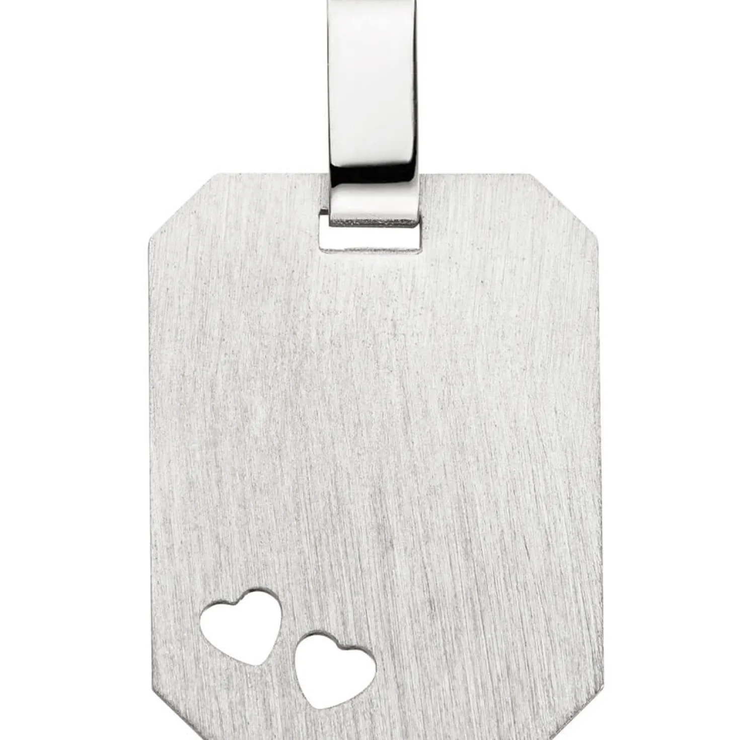 Anhänger 14,9x20mm Gravurplatte 2 Herzen Herzchen mattiert 925 Silber