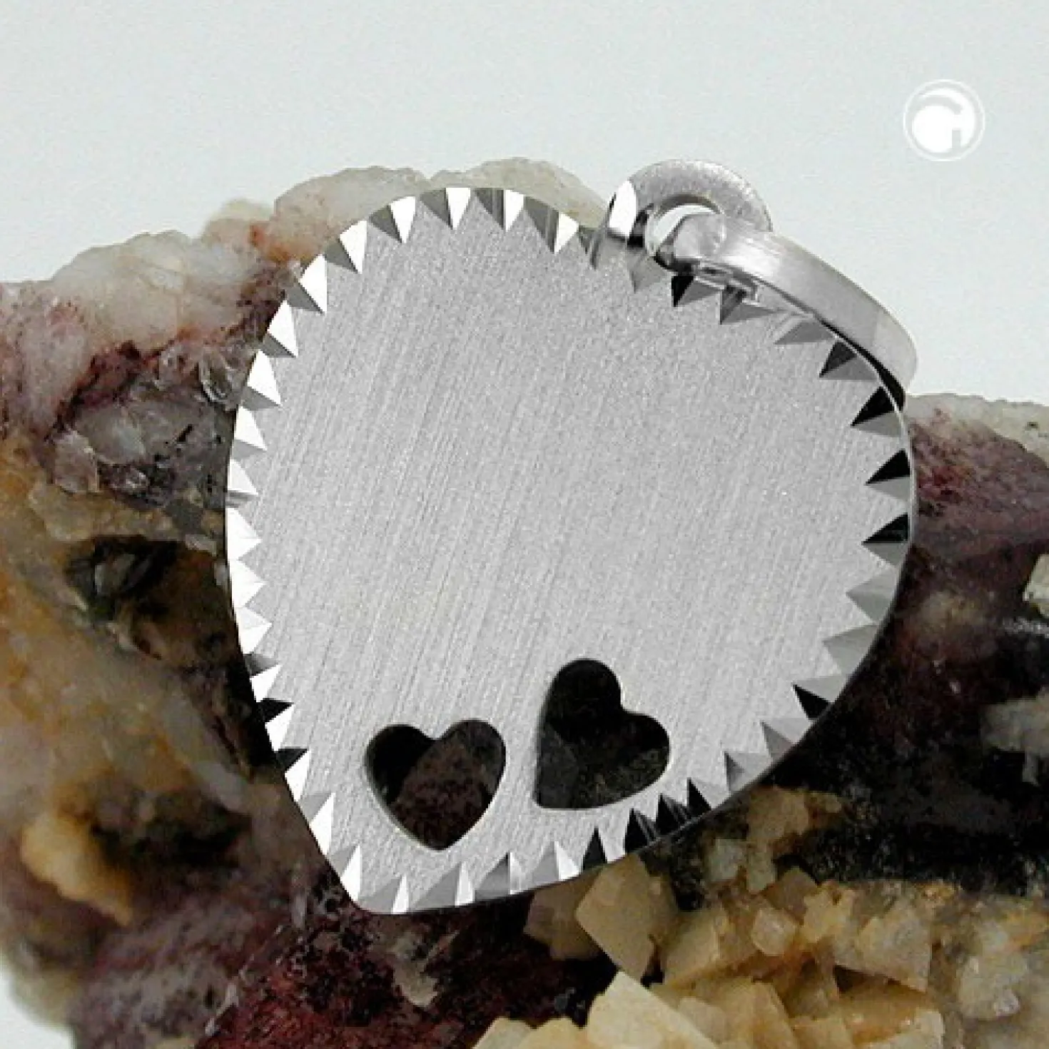 Anhänger 15x14mm Gravurplatte Herz 2 Herzchen durchbrochen 925 Silber Damen