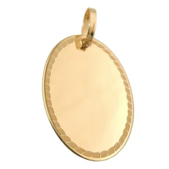 Anhänger 19x13mm Gravurplatte oval mit Rand 9Kt 375 Gold Gelbgold glänzend