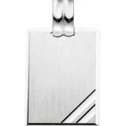Anhänger 17,1x23,5mm Gravurplatte Viereck mit Streifen 925 Silber teilmattiert