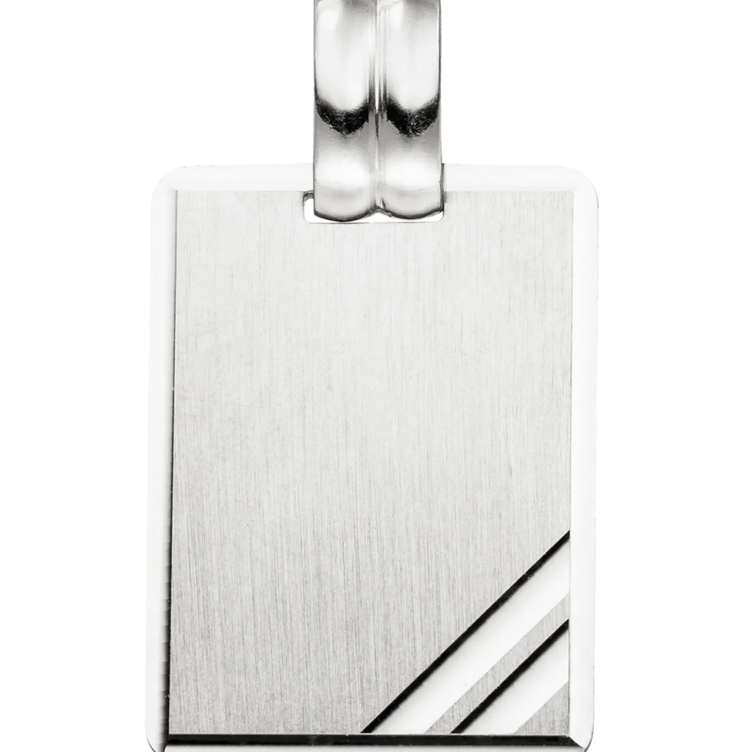 Anhänger 17,1x23,5mm Gravurplatte Viereck mit Streifen 925 Silber teilmattiert