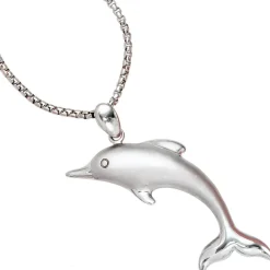 Anhänger 39,5x29,3mm Halsschmuck Delfin 925 Silber rhodiniert teilmattiert Damen