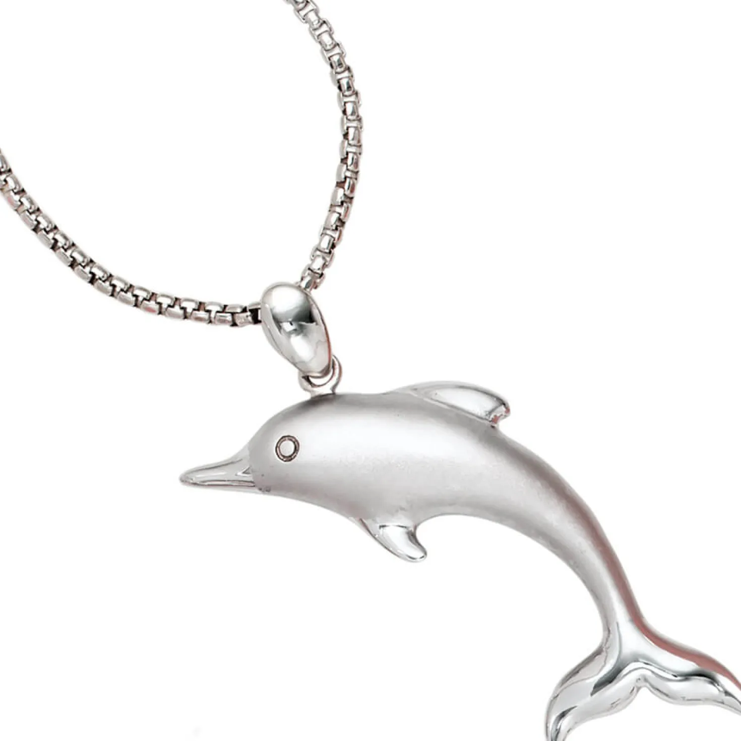 Anhänger 39,5x29,3mm Halsschmuck Delfin 925 Silber rhodiniert teilmattiert Damen