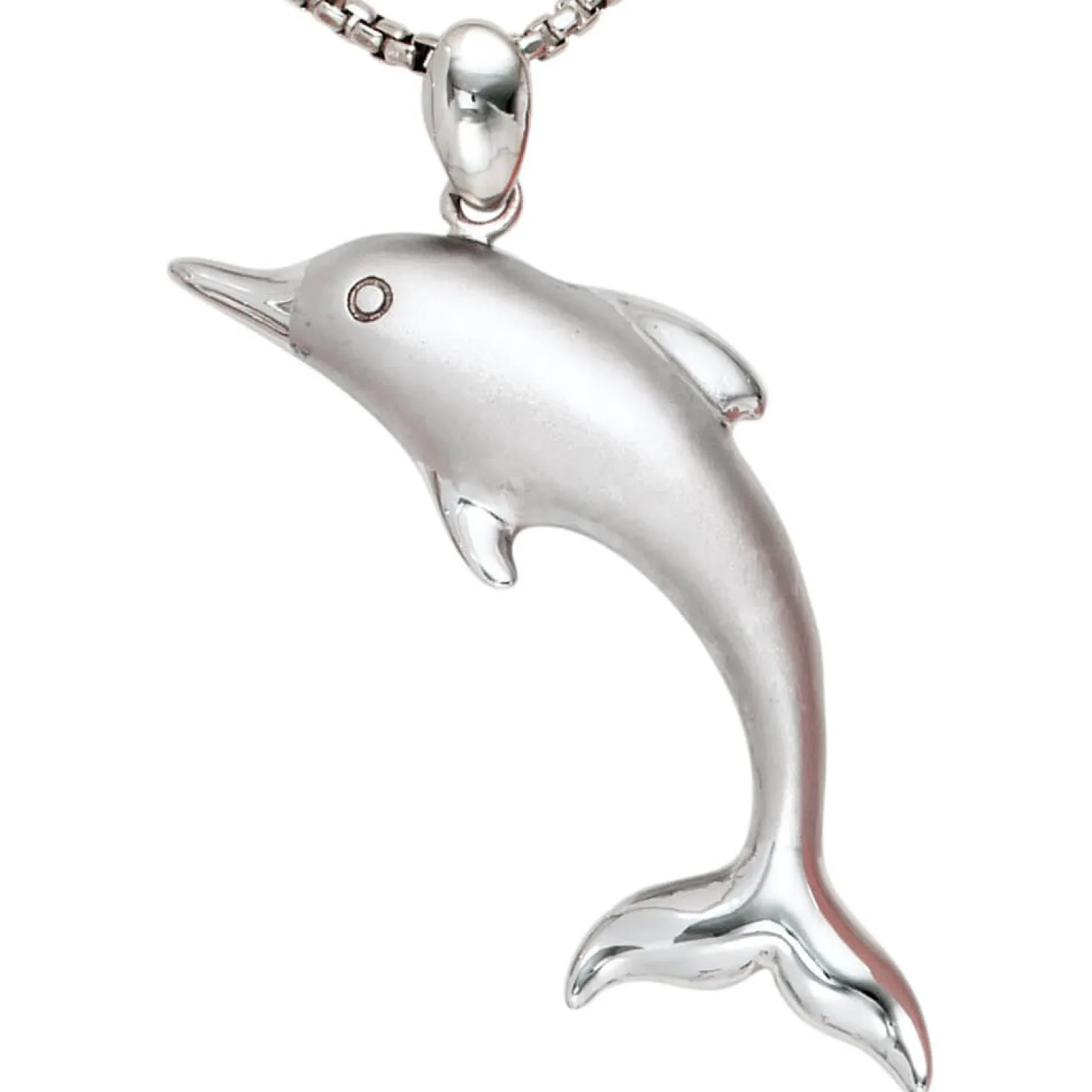 Anhänger 39,5x29,3mm Halsschmuck Delfin 925 Silber rhodiniert teilmattiert Damen