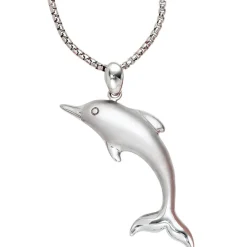 Anhänger 39,5x29,3mm Halsschmuck Delfin 925 Silber rhodiniert teilmattiert Damen