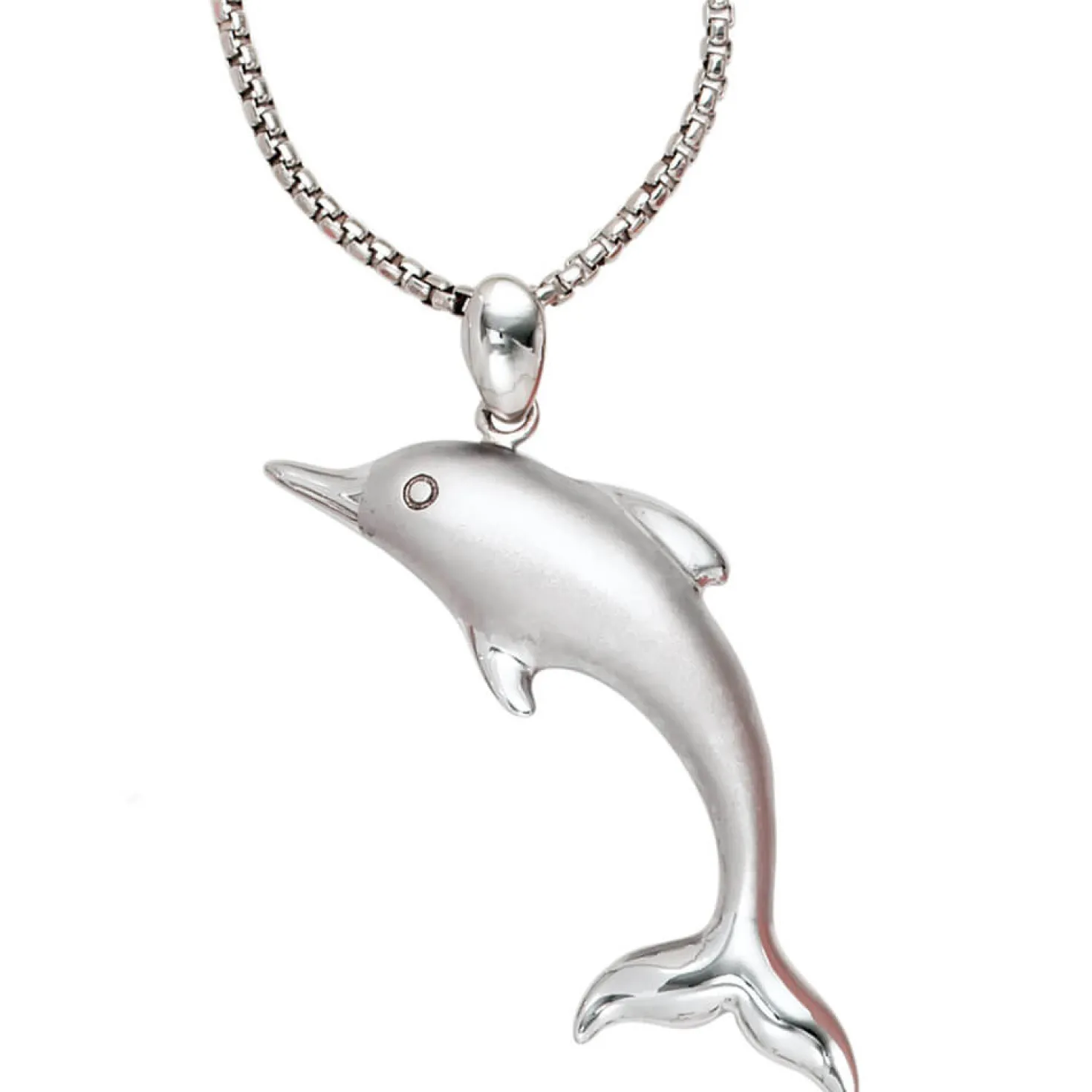 Anhänger 39,5x29,3mm Halsschmuck Delfin 925 Silber rhodiniert teilmattiert Damen
