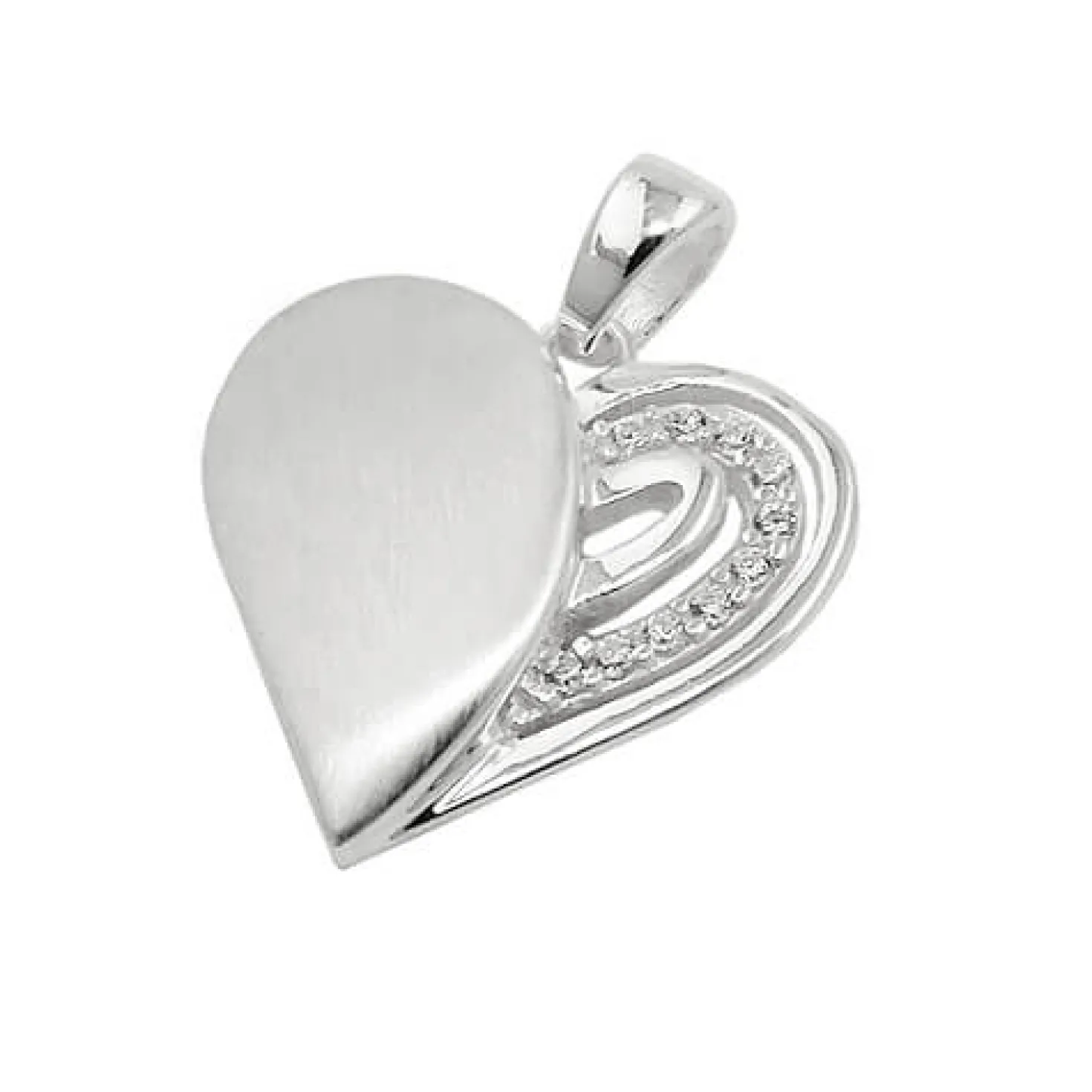 Anhänger 16x16mm Halsschmuck Herz Herzchen mit weißen Zirkonia 925 Silber