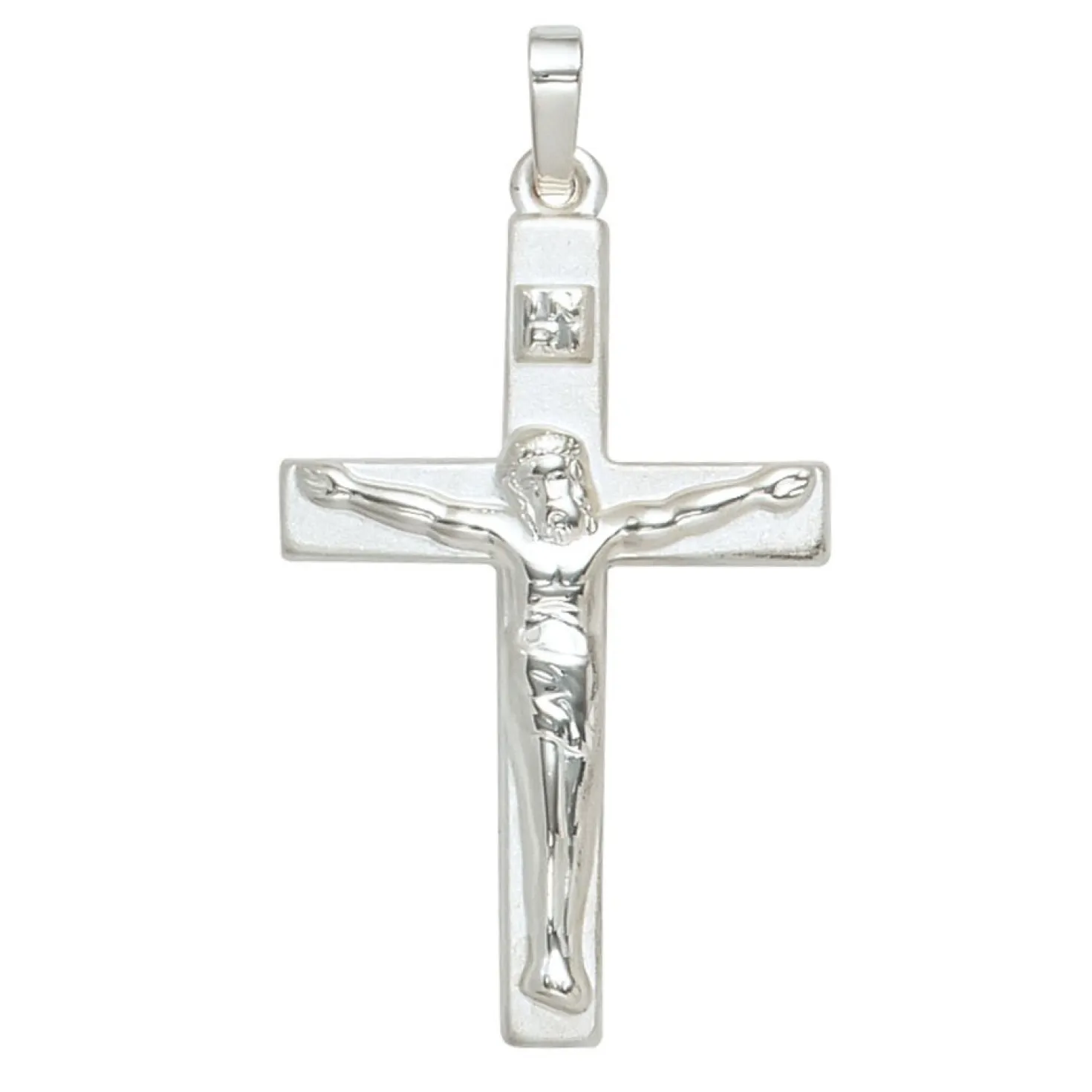 Anhänger 19,1x31,2mm Halsschmuck Kreuz 925 Silber Sterlingsilber teilmattiert