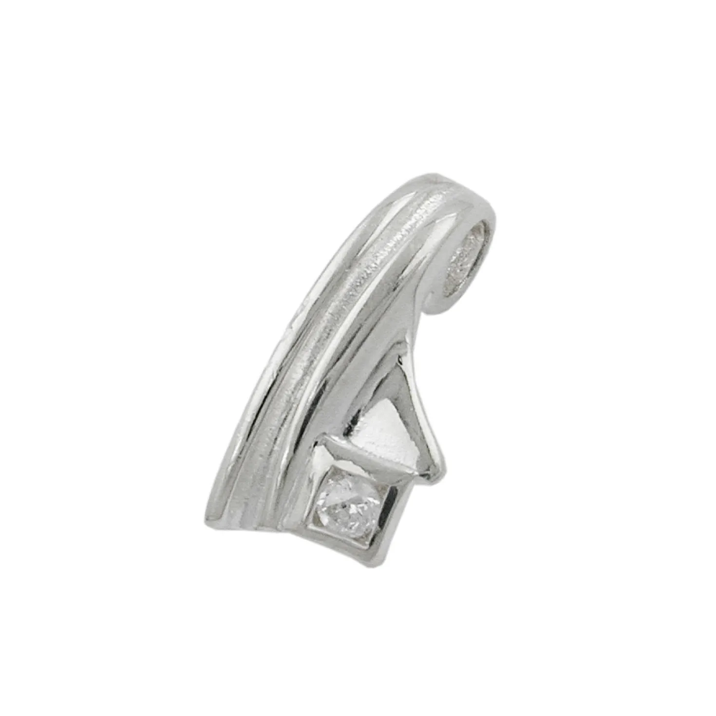 Anhänger 16x7mm Halsschmuck mit quadratischem Zirkonia am Rand 925 Silber Damen