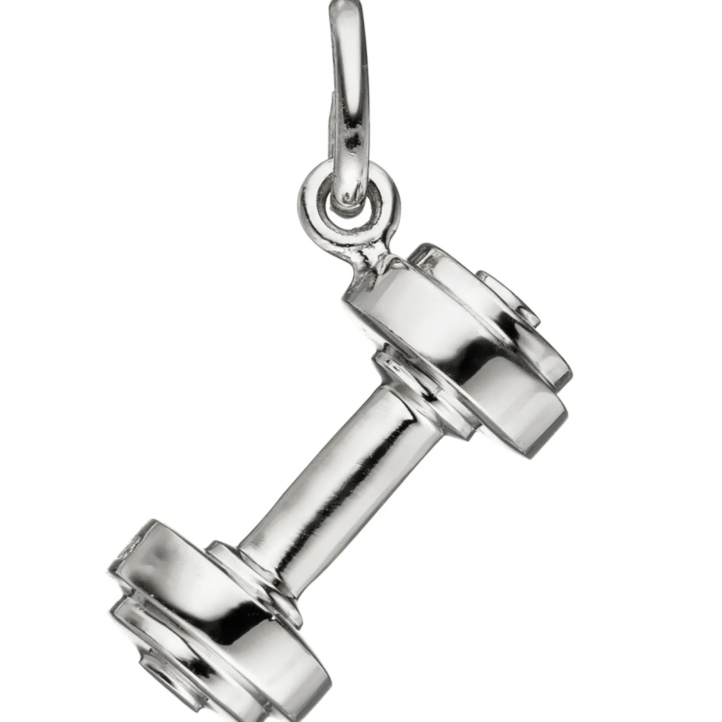 Anhänger 7x14,5mm Hantel aus echtem 925 Silber Silberanhänger rhodiniert