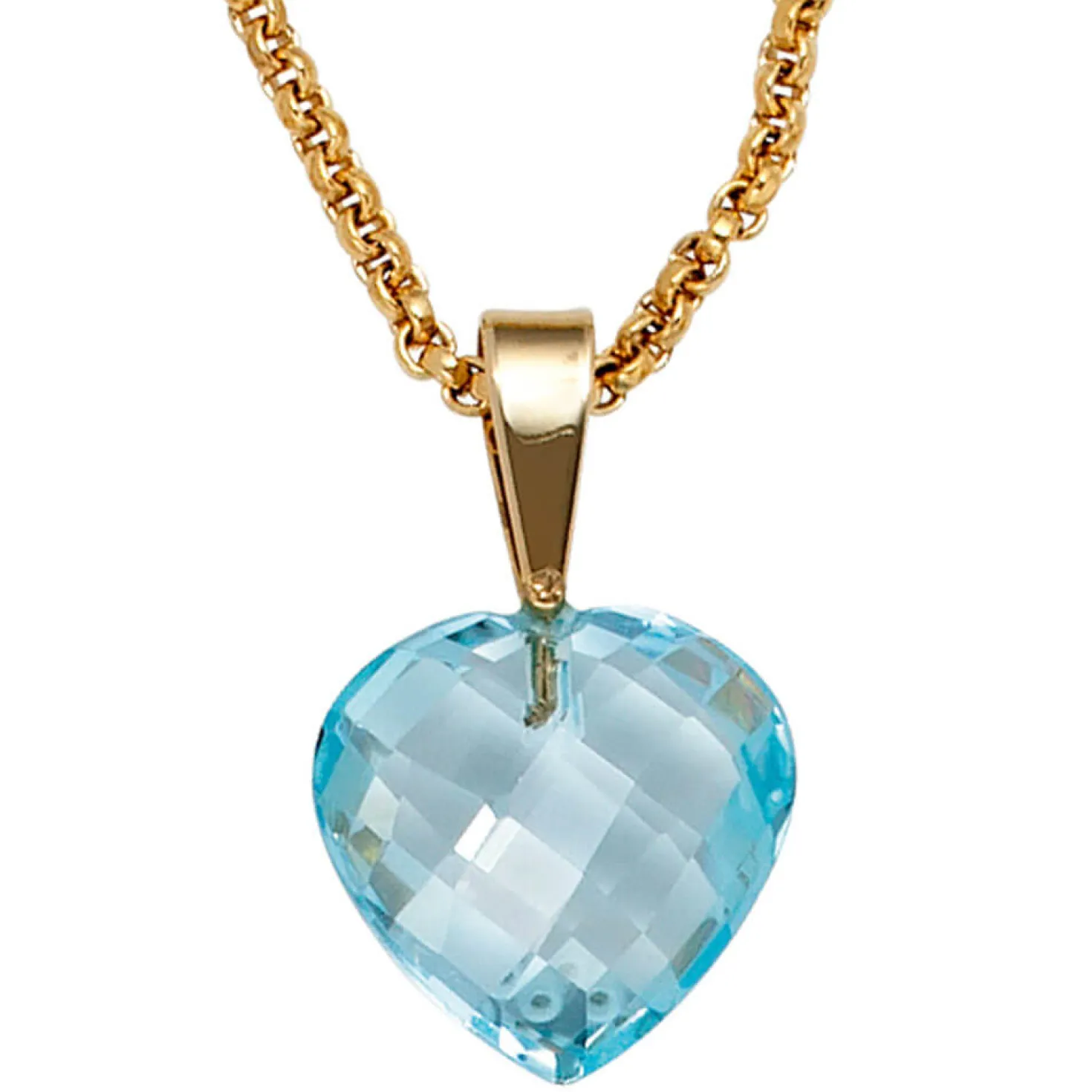 Anhänger 12,1x19,5mm Herzanhänger Herz aus Blautopas hellblau 585 Gold Gelbgold