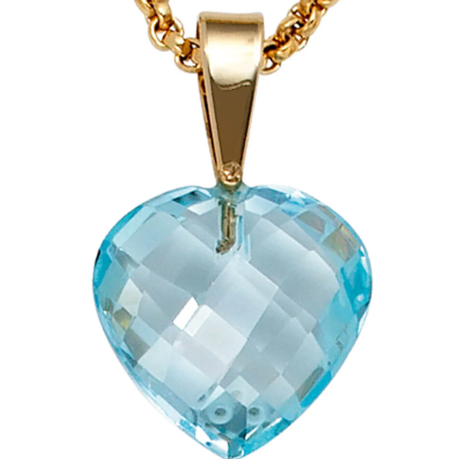 Anhänger 12,1x19,5mm Herzanhänger Herz aus Blautopas hellblau 585 Gold Gelbgold