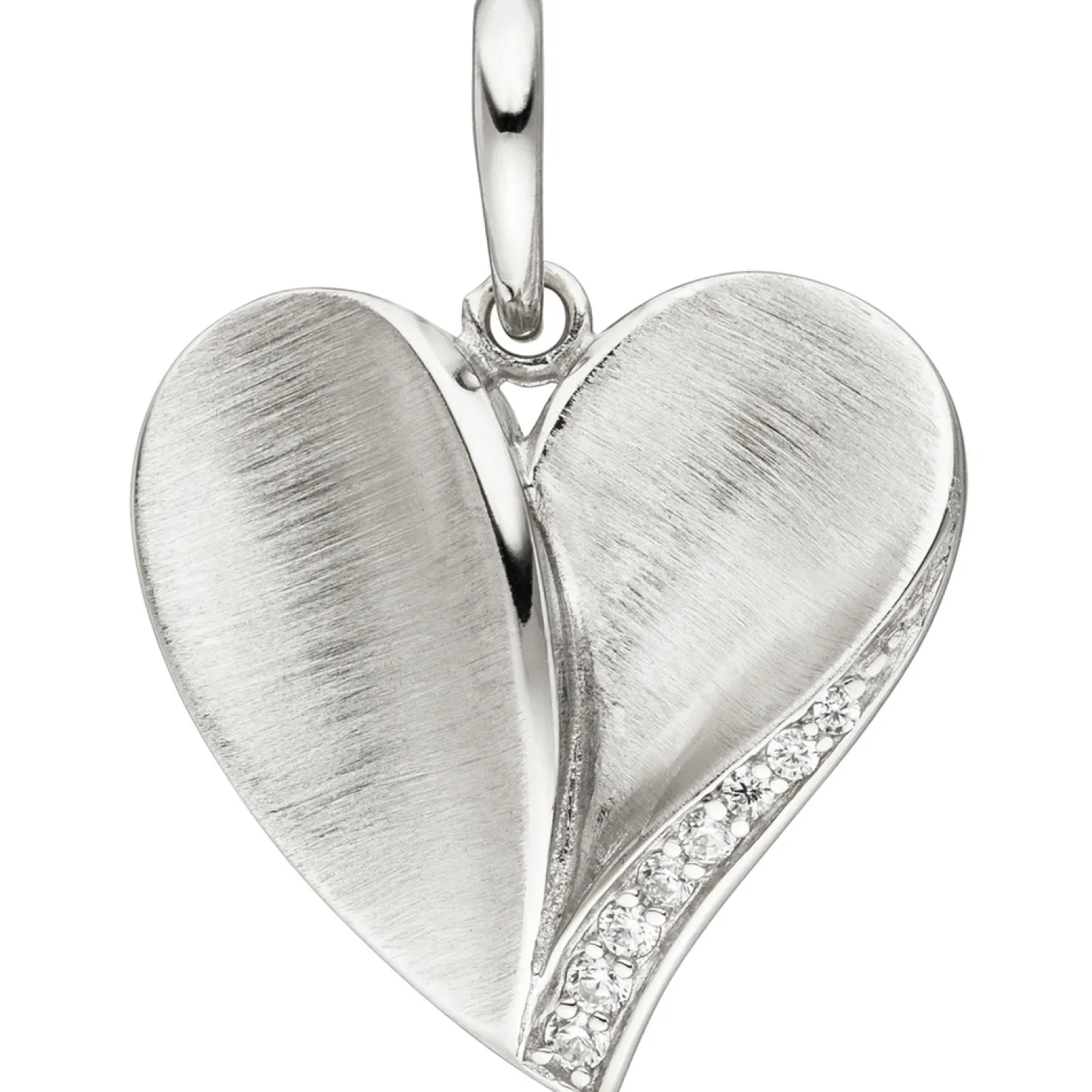 Anhänger 19,4x19,7mm Herzanhänger Herz mit weißen Zirkonia am Rand 925 Silber