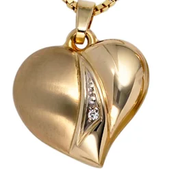 Anhänger 16,3x17,2mm Herzanhänger Herz mit Zirkonia 333 Gold Gelbgold