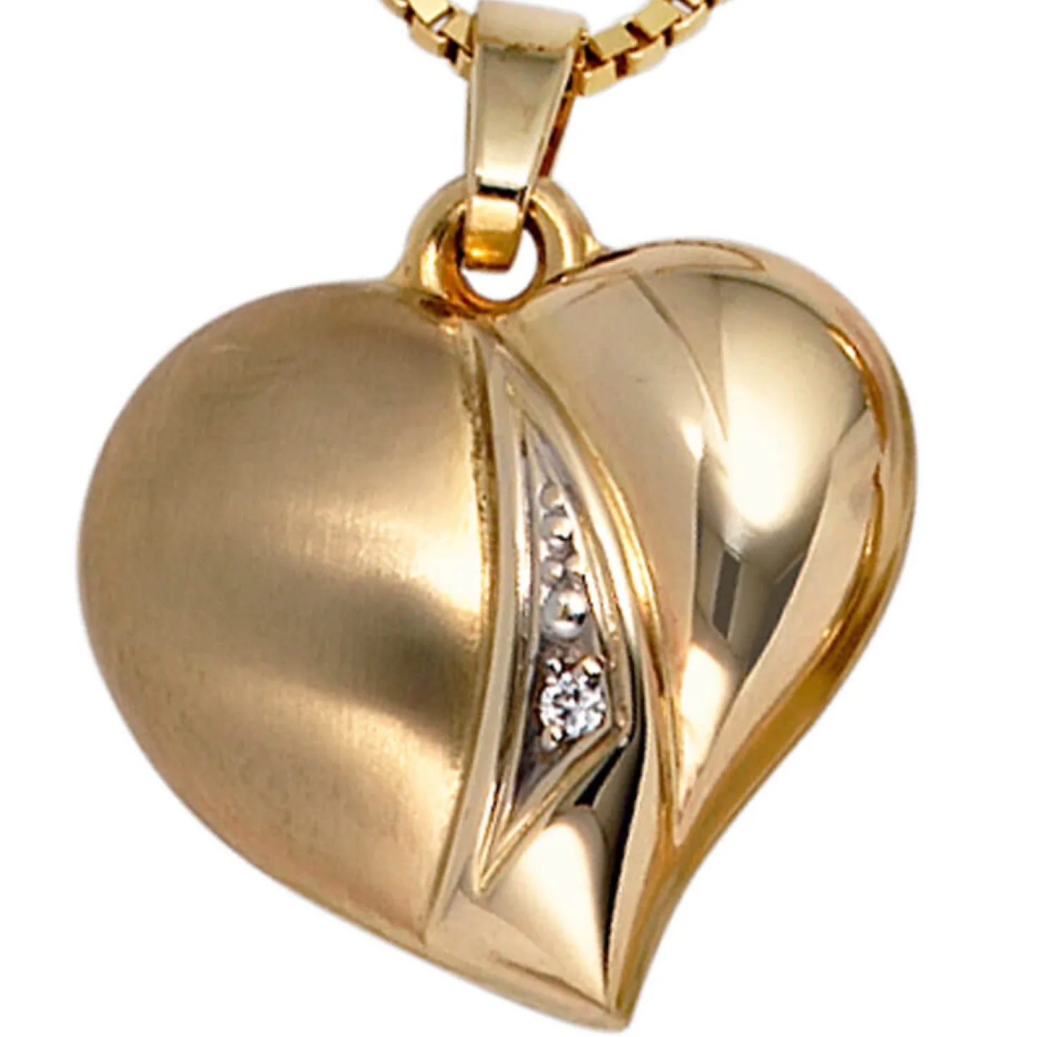 Anhänger 16,3x17,2mm Herzanhänger Herz mit Zirkonia 333 Gold Gelbgold