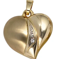 Anhänger 16,3x17,2mm Herzanhänger Herz mit Zirkonia 333 Gold Gelbgold