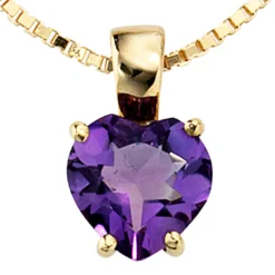 Anhänger 7,9x12,9mm Herz aus Amethyst violett 333 Gold Gelbgold Damen