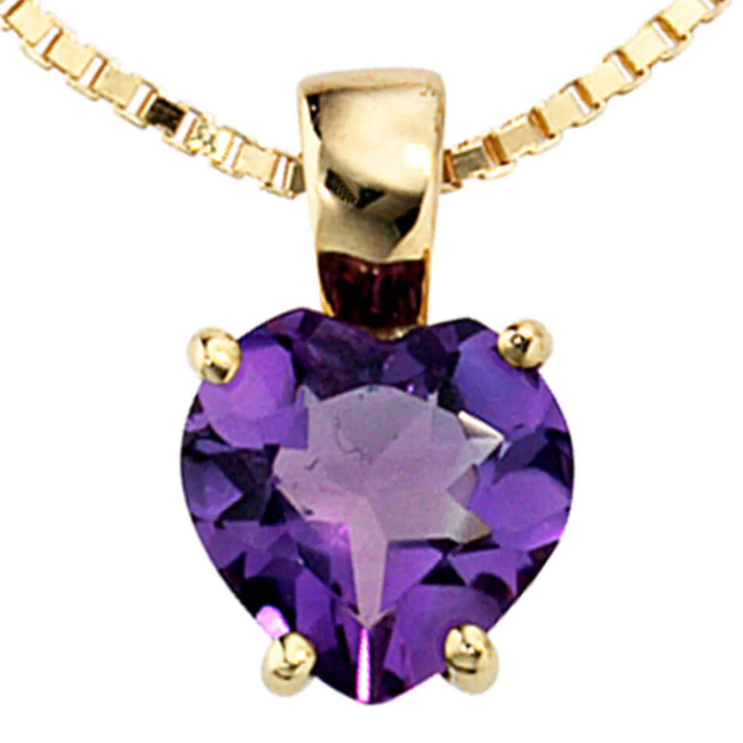 Anhänger 7,9x12,9mm Herz aus Amethyst violett 333 Gold Gelbgold Damen