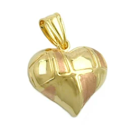 Anhänger 15x16mm Herz aus 375 Gold bicolor beidseitig gewölbt Damen