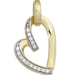 Anhänger 11,1x16mm Herz aus 333 Gold Gelbgold mit Zirkonia weiß Herzanhänger