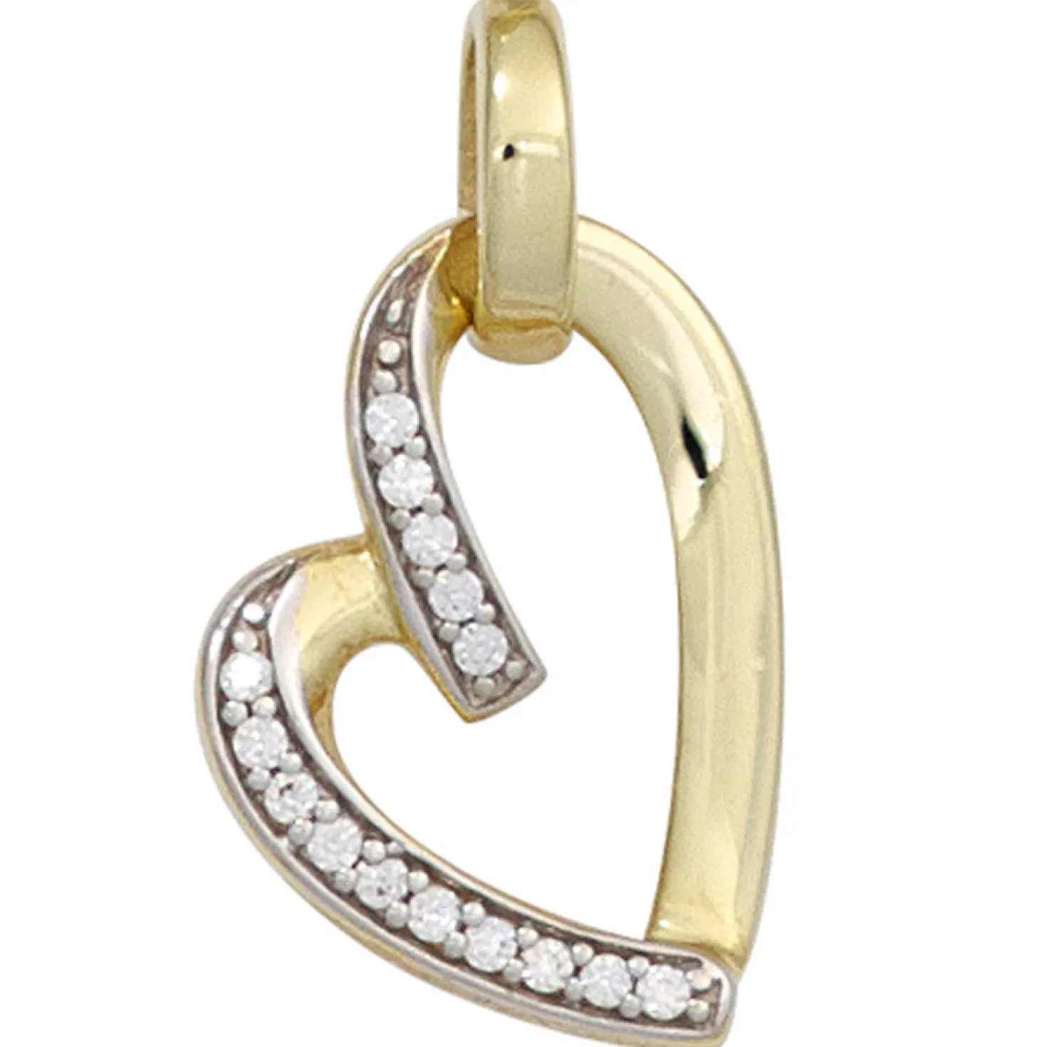Anhänger 11,1x16mm Herz aus 333 Gold Gelbgold mit Zirkonia weiß Herzanhänger