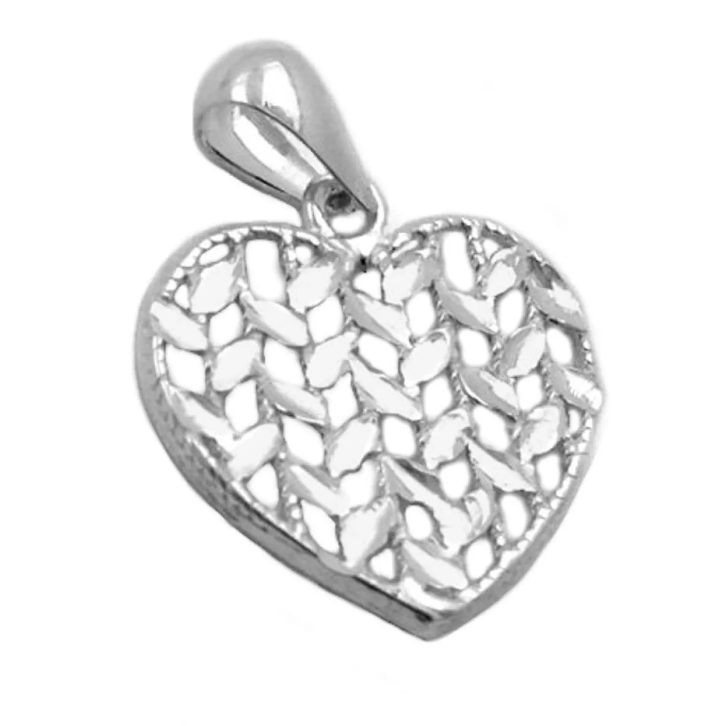 Anhänger 15x15mm Herz diamantiert durchbrochen flach 925 Silber Damen