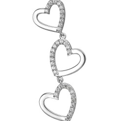 Anhänger 12,2x40,5mm 3 Herzen aus 925 Silber mit 35 Zirkonia Silberanhänger