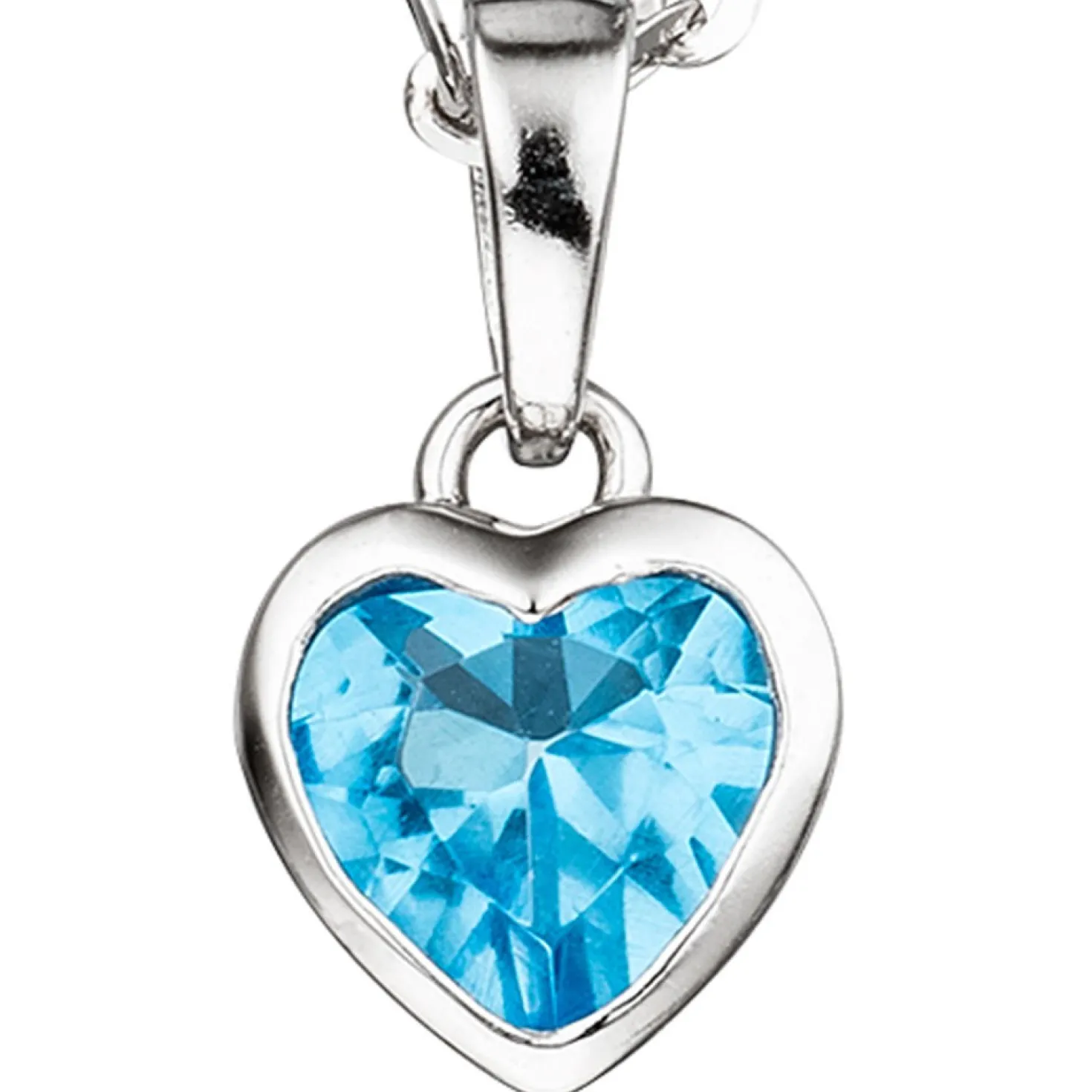 Anhänger 7,5x9,4mm Herz Herzchen mit Kristall blau hellblau 925 Silber Kinder