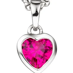 Anhänger 7,5x9,4mm Herz Herzchen mit pink-rot Zirkonia aus 925 Silber Kinder