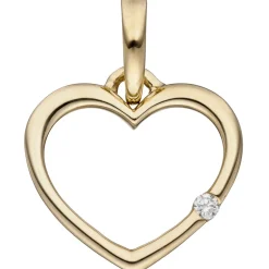 Anhänger 11x10,1mm Herz mit Diamant 0.01Ct 333 Gold Gelbgold Herzanhänger