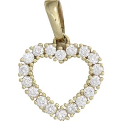 Anhänger 14,4x14,7mm Herz mit 18 Diamanten 0.5Ct 585 Gold Gelbgold