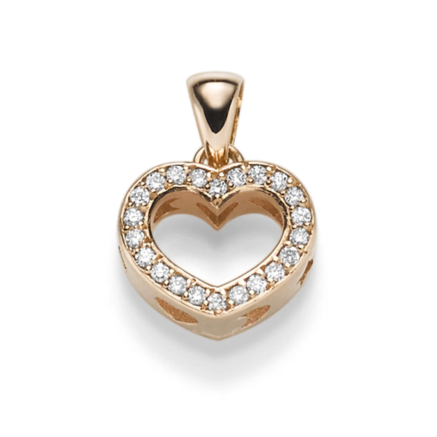 Anhänger 11,5x15,5mm Herz mit 22 Diamanten 0,13ct 750 Gold Rotgold