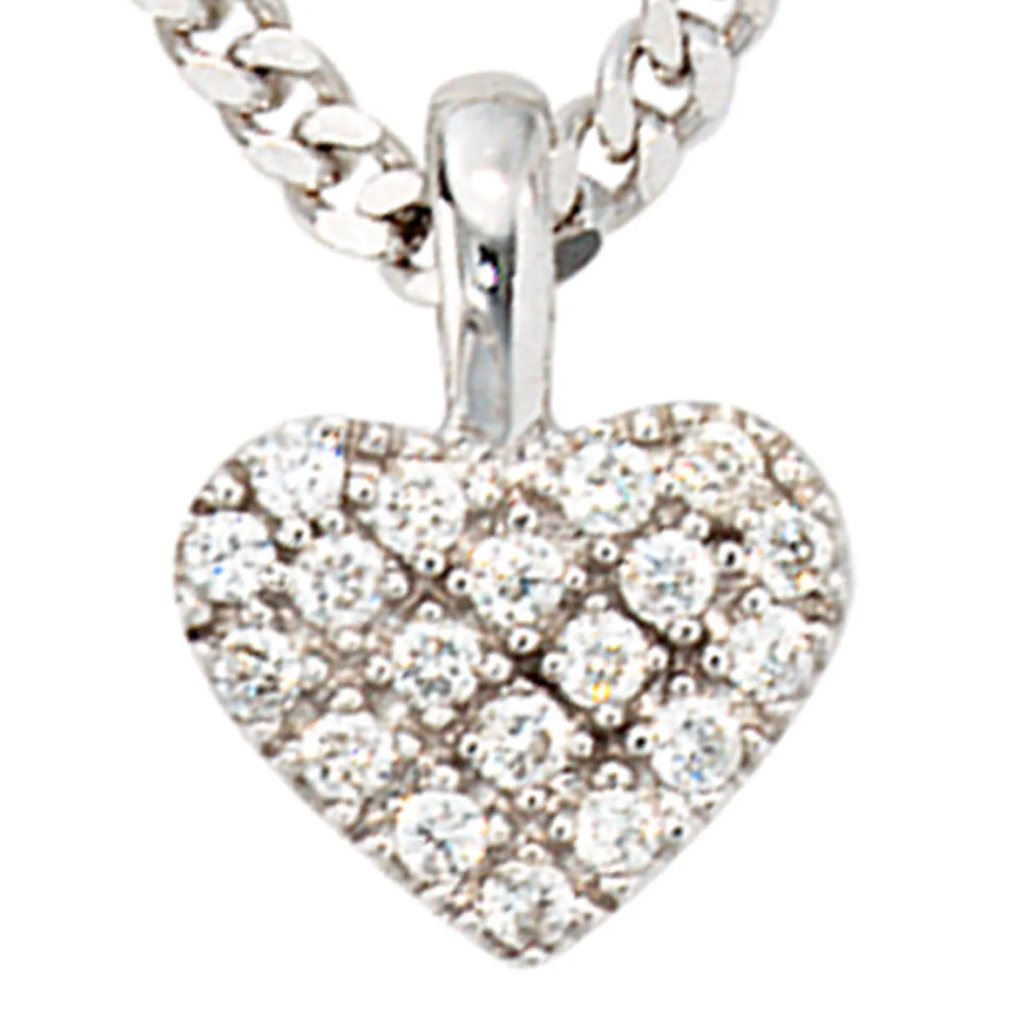 Anhänger 8,5x10,1mm Herz mit 19 Diamanten 0.12Ct 585 Gold Weißgold