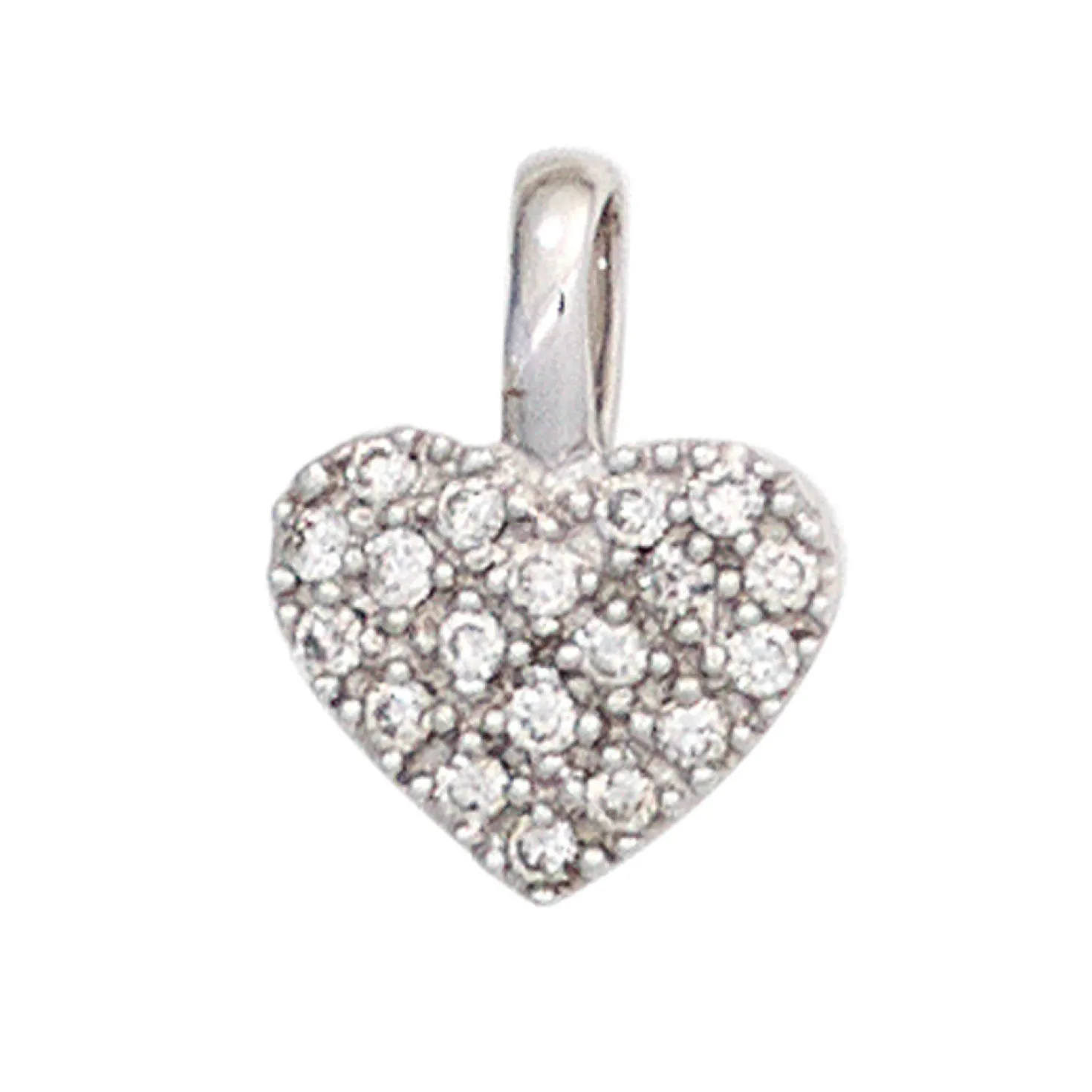 Anhänger 8,5x10,1mm Herz mit 19 Diamanten 0.12Ct 585 Gold Weißgold