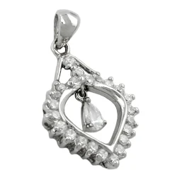 Anhänger 24x17mm Herz mit Zirkonia 925 Silber Silberanhänger Damen