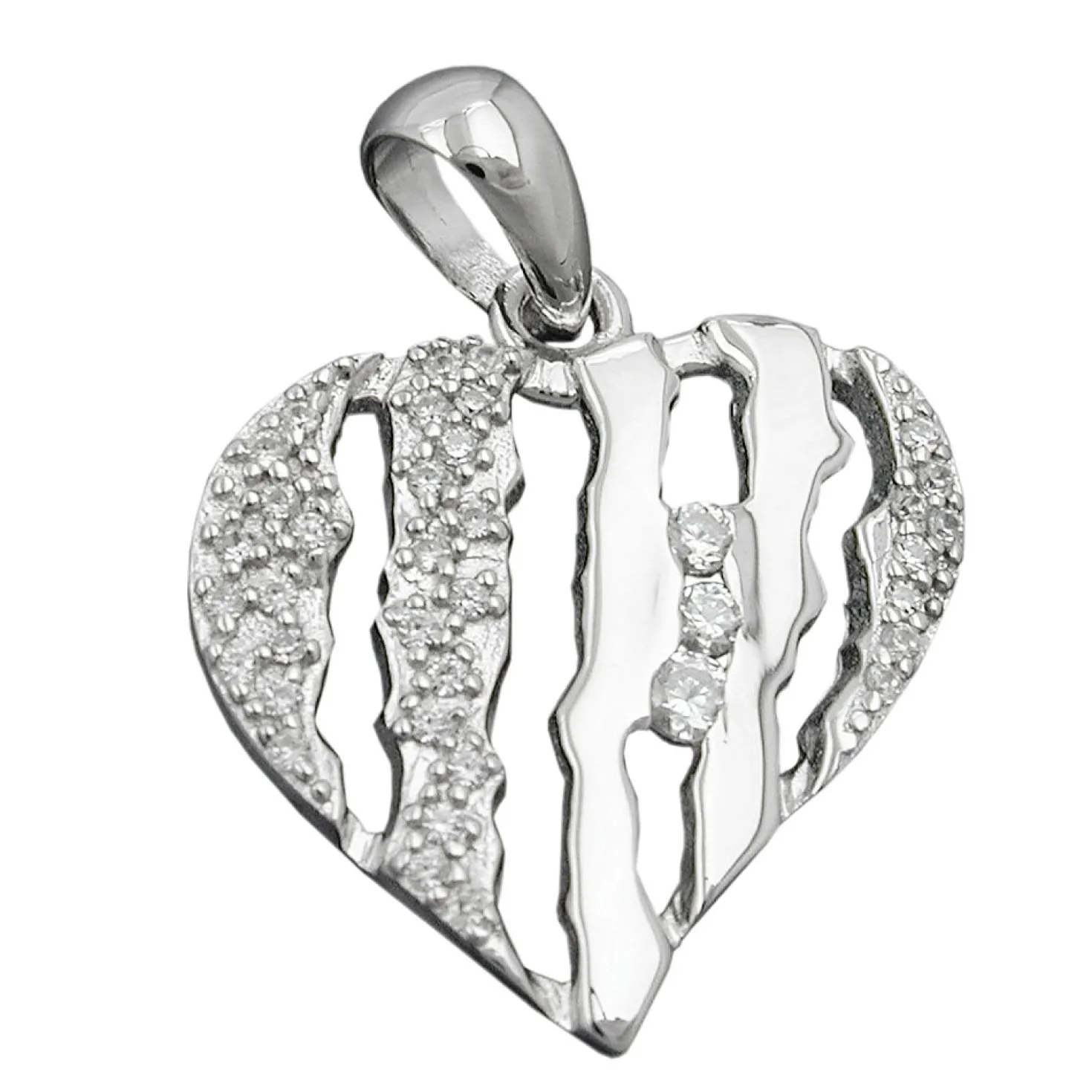Anhänger 19x19mm Herz mit Zirkonia weiß 925 Silber rhodiniert glänzend