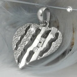 Anhänger 19x19mm Herz mit Zirkonia weiß 925 Silber rhodiniert glänzend
