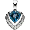 Anhänger 10,2x11,7mm Herz 585 Weißgold mit Blautopas & 11 Diamanten 0.06Ct