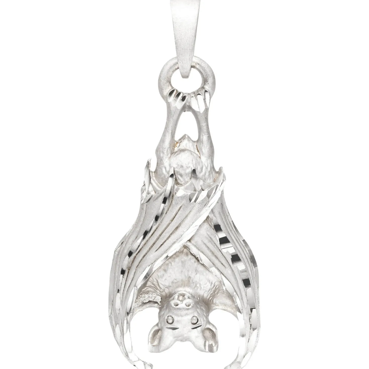 Anhänger 33,9x16,2mm hängende Fledermaus 925 Silber mattiert Silberanhänger