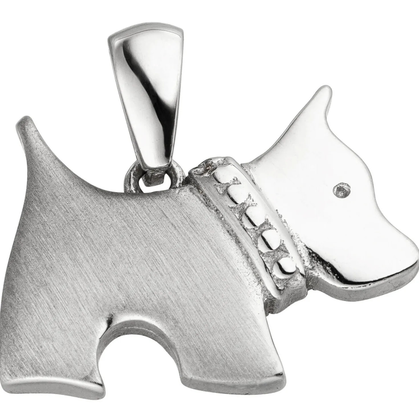 Anhänger 16,8x13mm Hund aus 925 Silber matt-glänzend rhodiniert Kinder