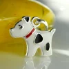 Anhänger 12,5x10mm Hund schwarz gefleckt 925 Sterling Silber mit Lackeinlage