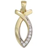Anhänger 8,2x18,5mm Ichthys Fisch Symbol 333 Gold Gelbgold weiße Zirkonia Damen